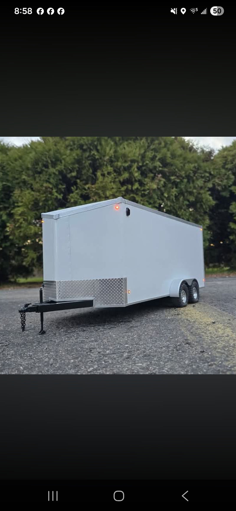 1/10 Scale 7.5 x 20' Angled V-Nose Dual Axle Cargo Trailer